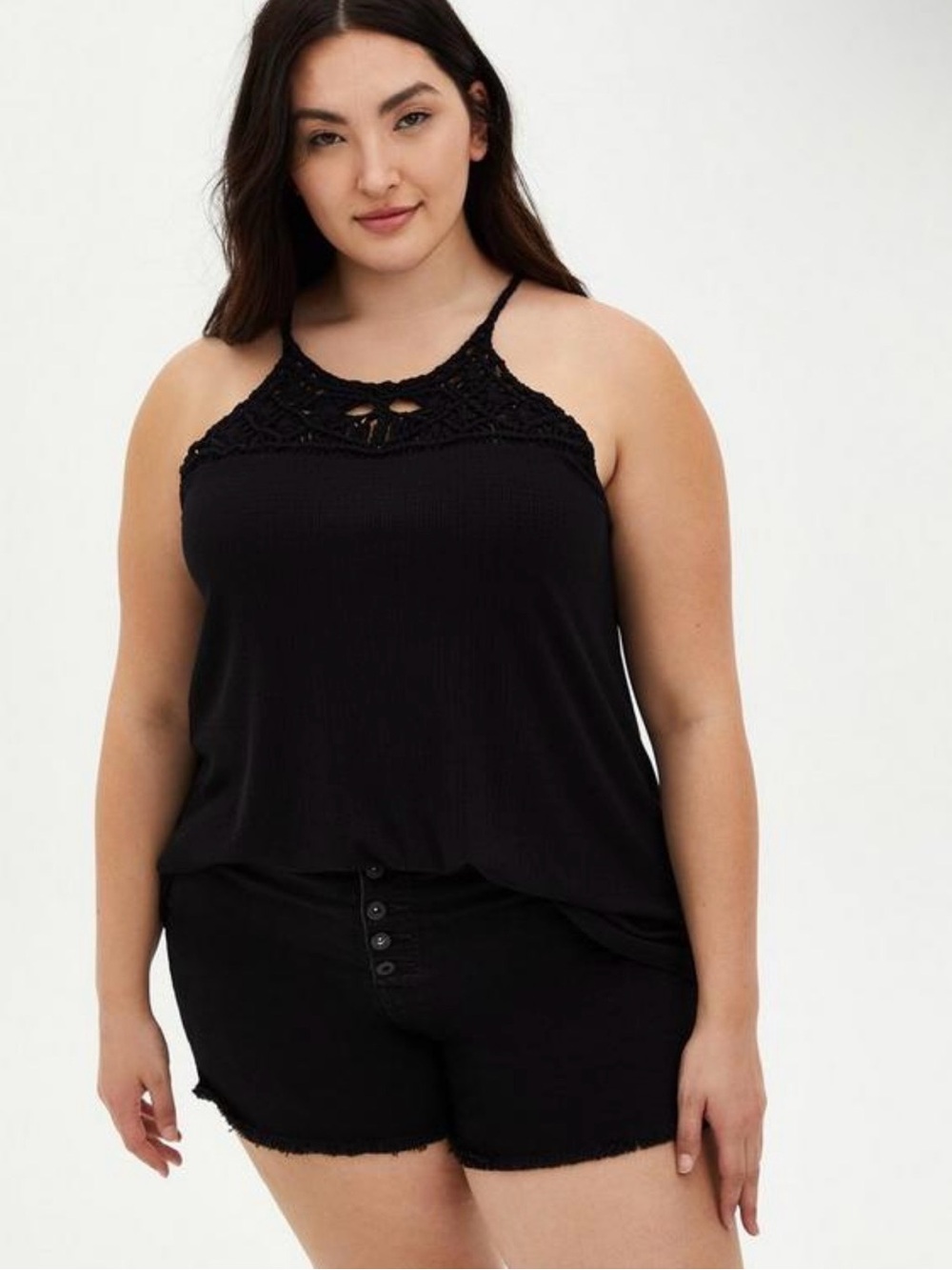 #T254 - NWT - Torrid Knit Crochet Yoke Tank Top - 3X